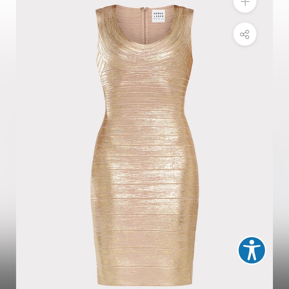 Herve Leger NWT gold bandage dress